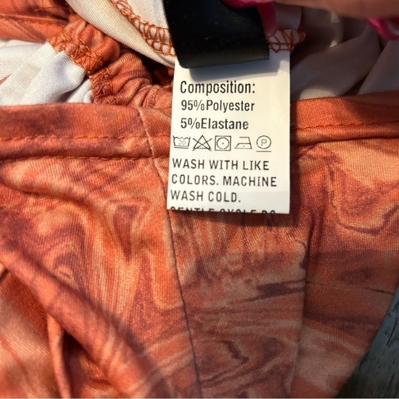 Shein Marble Swirl Print 70’s Retro Long Sleeve Tie Front Ultra Crop Top - Picture 4 of 8